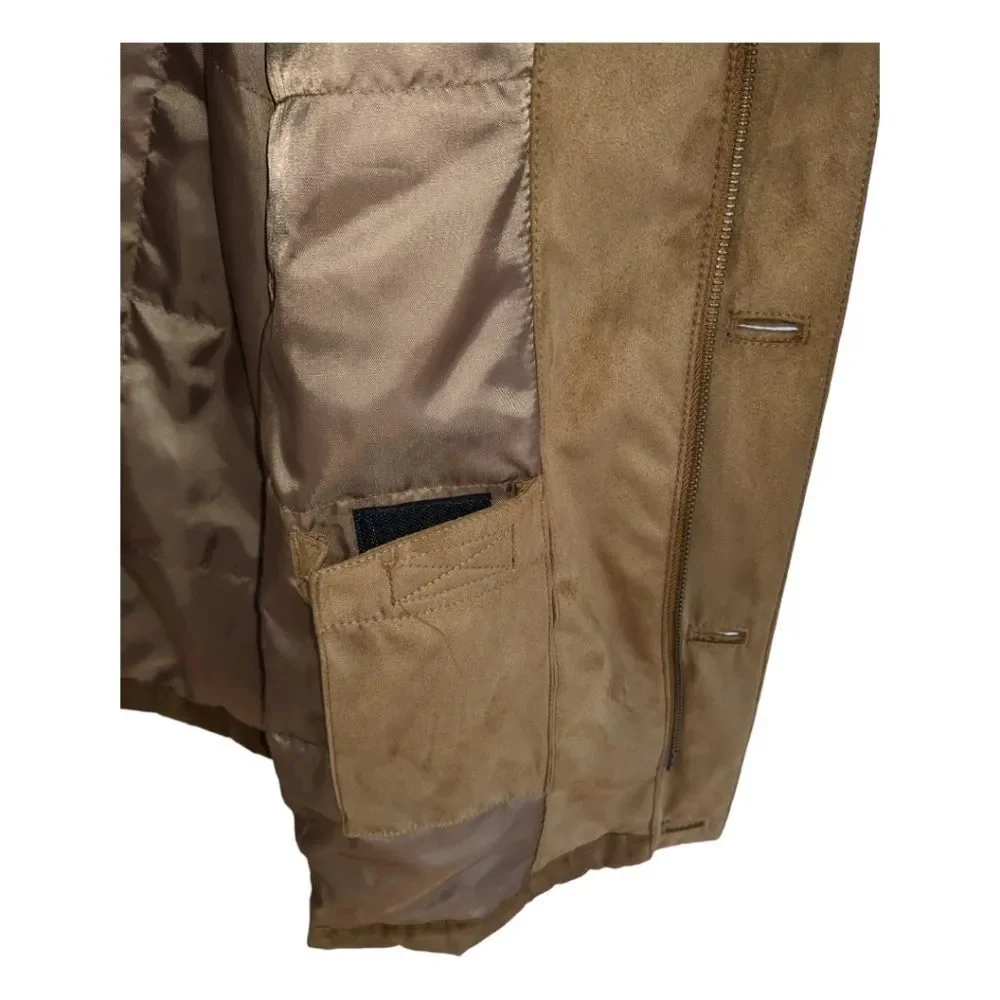 Cutter & Buck Men's Camel Tan Faux Suede Button & Zip Up Jacket Size XXL - Picture 9 of 11